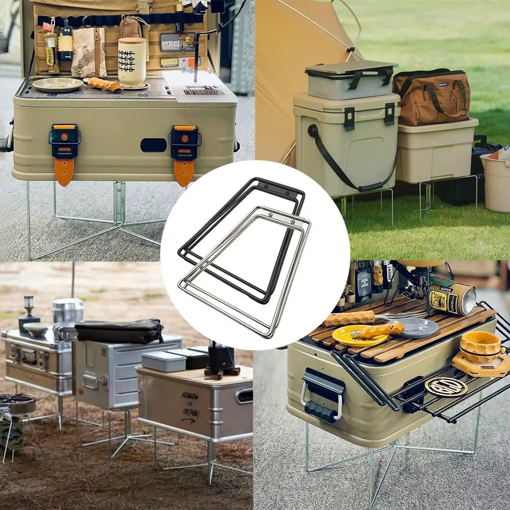 1 PCS Foldable Camping Box Stand Portable Stainless Steel Ice Box Holder Durable Versatile Table Shelf Picnic