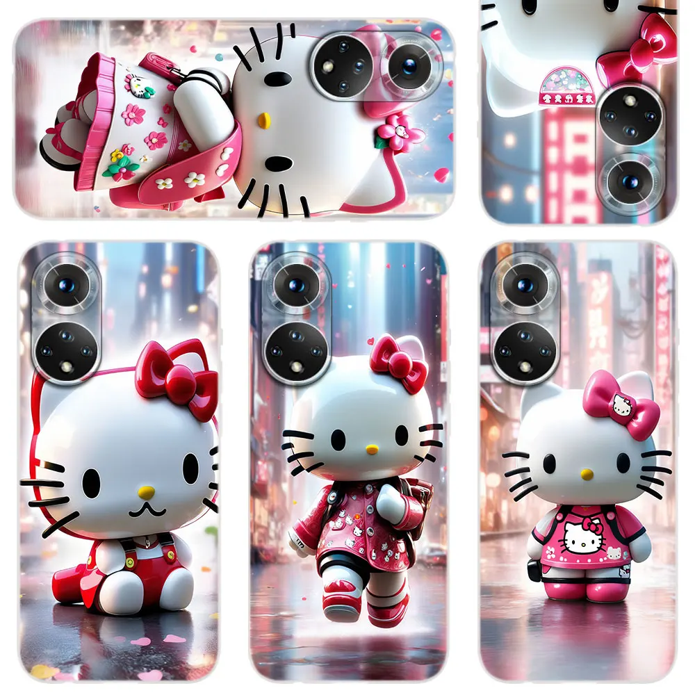 Silicone Soft Coque Phone Case For Honor 50 30 20 10 9 9X Lite Pro 10i 9a 8a 8X X8 Cover Hello Kitty Cute