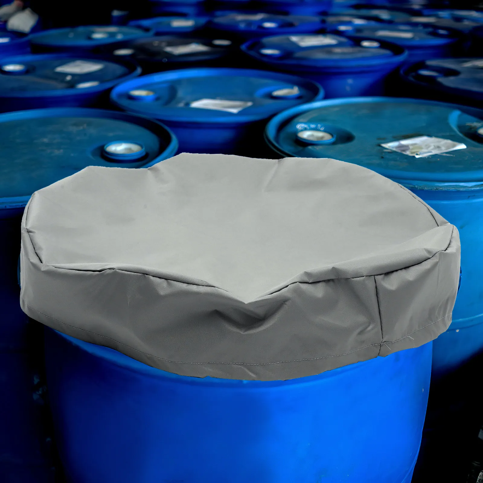 Waterproof Oxford Cloth Rain Barrel Cover 55 Gallon Drum Protective Outdoor Bucket Cover Adjustable Drawstring Wind Resistant