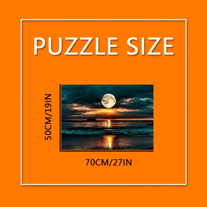 จิ๊กซอว์ภาพพระอาทิตย์ตกดินบนชายหาด 1000 ชิ้น - ทิวทัศน์ท้องฟ้าและมหาสมุทรที่เงียบสงบ พร้อมโทนสีส้ม เหลือง เขียว น้ำเงิน และน้ำตาลที่สดใส -