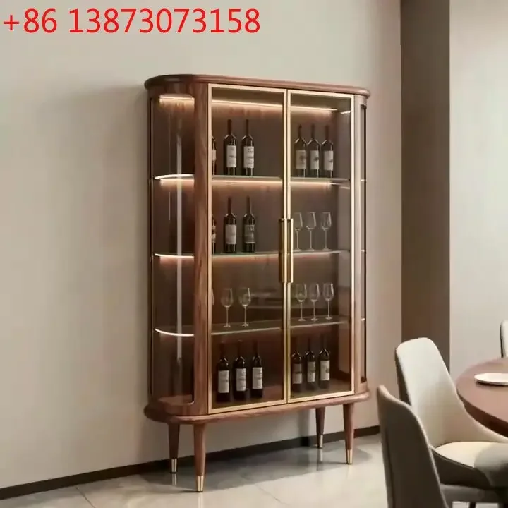 

North American black walnut wine cabinet high-end minimalist light luxury Italian home solid wood modern living room cabinet