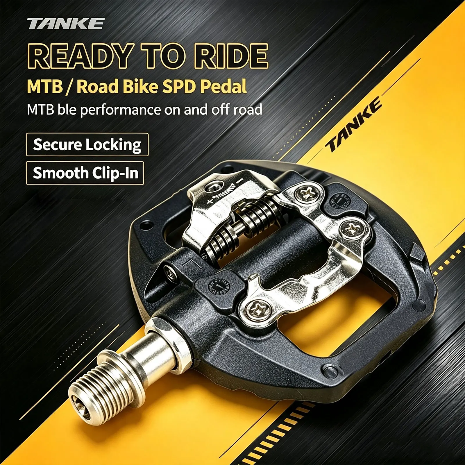 TANKE Mountain Bike Pedals 3 Sealed Bearing SPD Dual Clipless Flat & Lock Pedal Aluminum Cycling Pedals Nylon Cycling Accessory