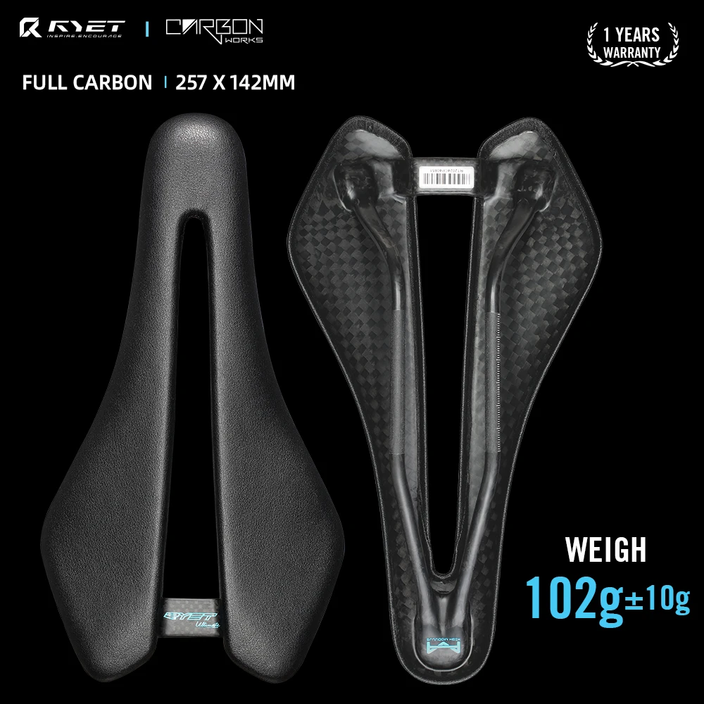 

RYET полностью карбоновое велосипедное седло с 3D принтом, 12K, искусственная кожа, 102 г, рельс 7 мм x 9 мм, велосипедное сиденье, триатлон, дорожный MTB, гравий, велосипедные детали
