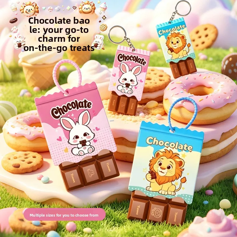 Cartoon Simulation Chocolate Keychain Fidget Toy Stress Relief Decompression Pendant Cute Creative Gift Party Favor