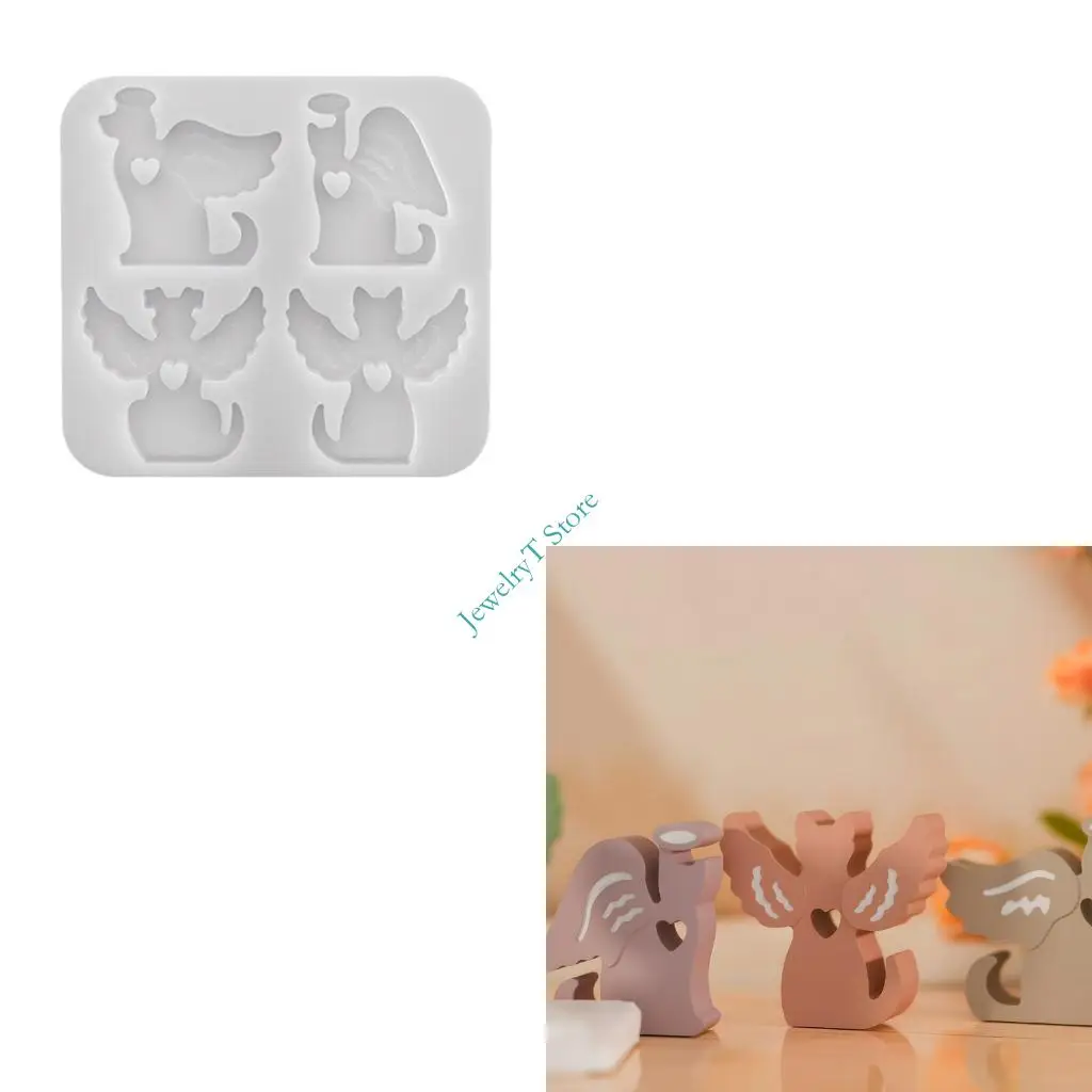 

LX9D Reusable Silicone Mold for Crafting Beautiful Angel Cats Dog Ornament Mold Handmade Wedding Decoration Mold