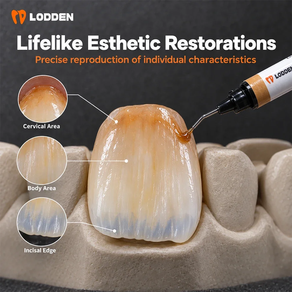 LODDEN Light Cure Coloring Paste Dental Aesthetic Characterisation for PMMA PEEK 3D Print Composite Resin 15 Shades