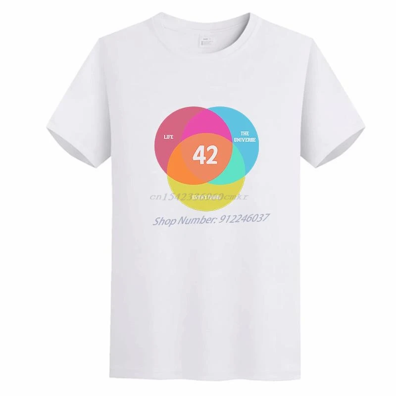 42 Hitchkickes Guide To The Galaxy Douglas Adams Graphic T Shirts Summer New Shirts And T-Shirts Cotton Short Sleeve T-Shirts