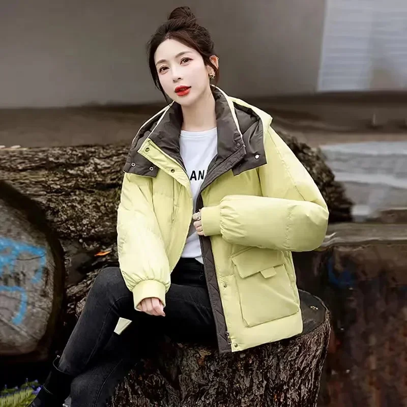 

High-Quality Cotton-Padded Coat Female 2025 Winter New Down Jacket Women Parkas Bread Outcoat Korean Loose Short Hooded Outwear