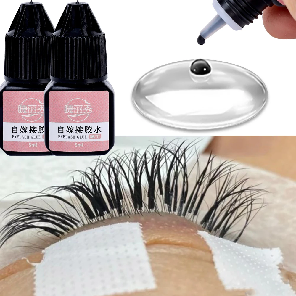 5ml Natural Eyelash Glue Quick Drying Long Lasting Eyelash Extension Supplies Adhesive Black Eyelash Cluster Glue Makeup Tools