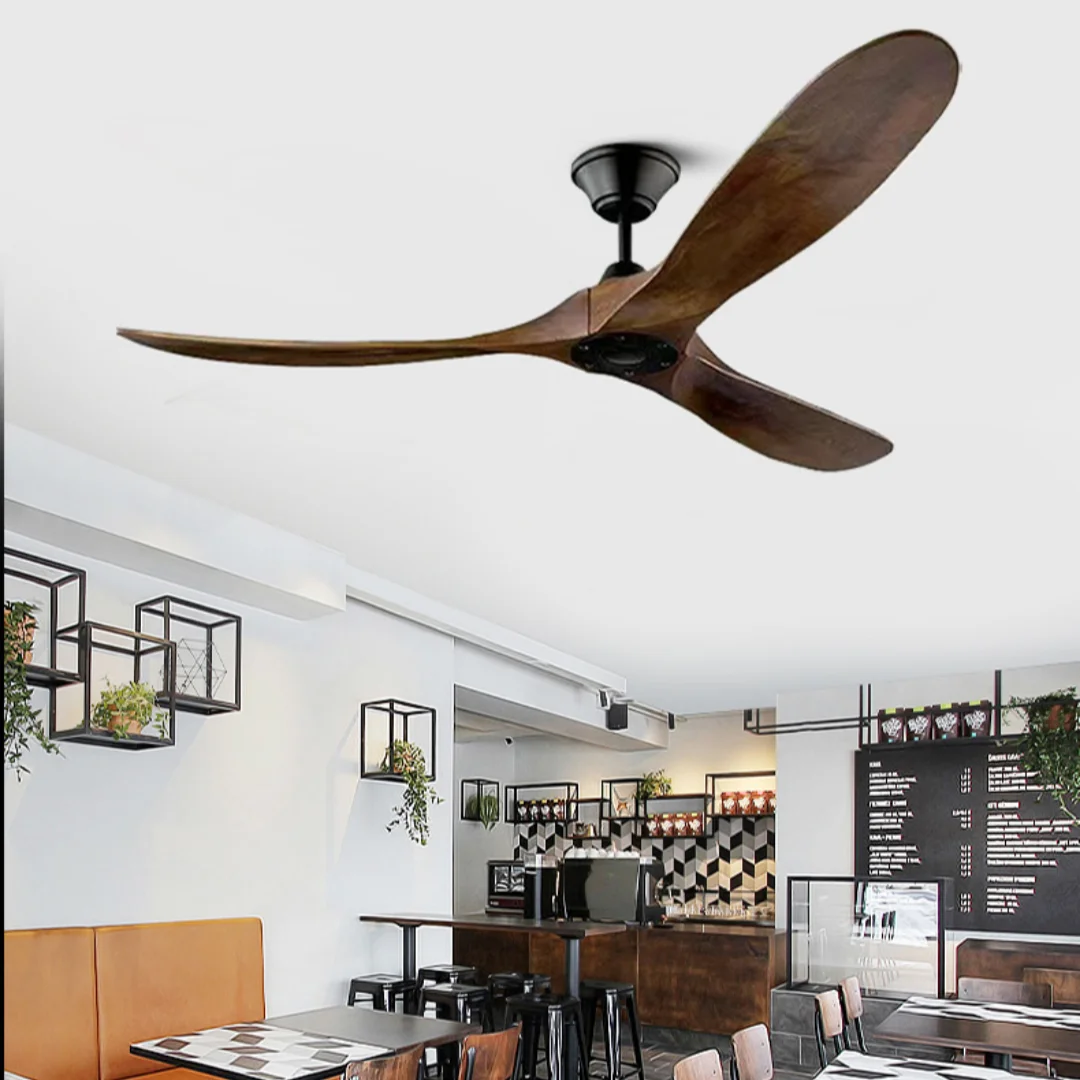 52/60 Inch Large Size Wood DC Ceiling Fan Industrial Style No Light With Remote Control 6-speeds Fans Living Bedroom Home Fans