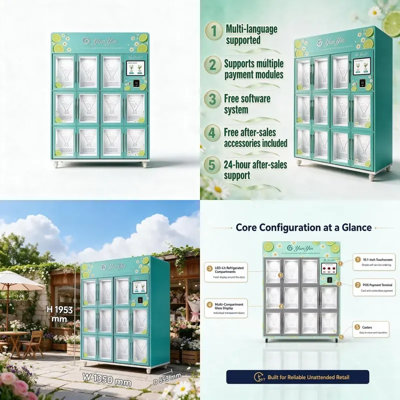 for Yunyin 24 Hour Flower Vending Machine 24/7 Unattended Operation for Commercial Public Places