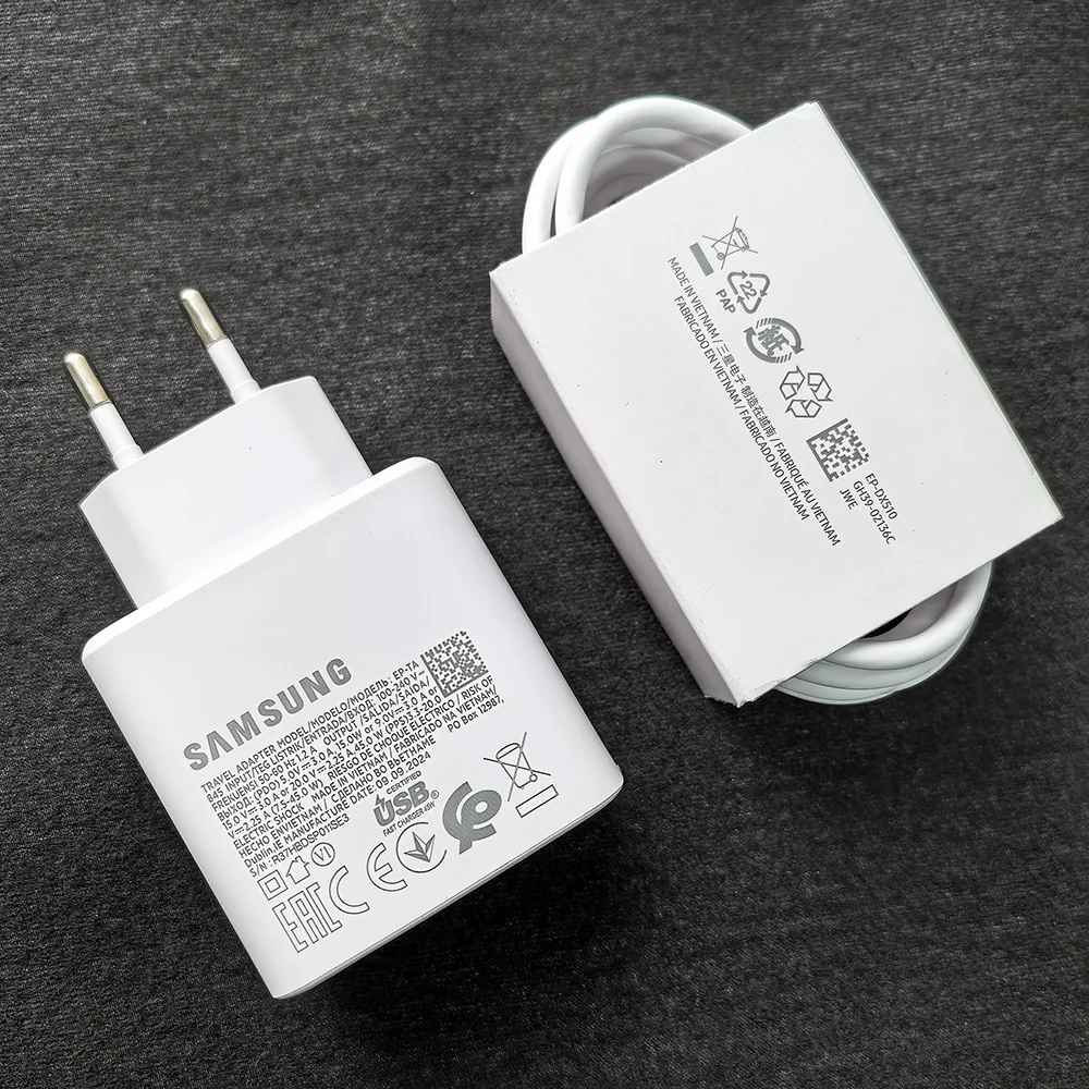 For Samsung 45W Super Fast Charger EU Adapter 1.8M 5A Type C Cable Galaxy S25 S24 S23 Ultra Plus FE Edge Fold FLip 6 5 A55 A36