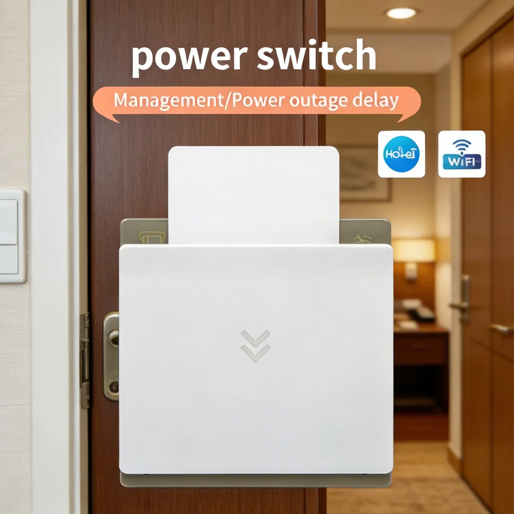 Smart Hotel Energy-Saving Power Switch with TTHolte App 2.4 WiFi 13.56MHz Card-Inserting Delayed Supply Device for Hotel Rooms