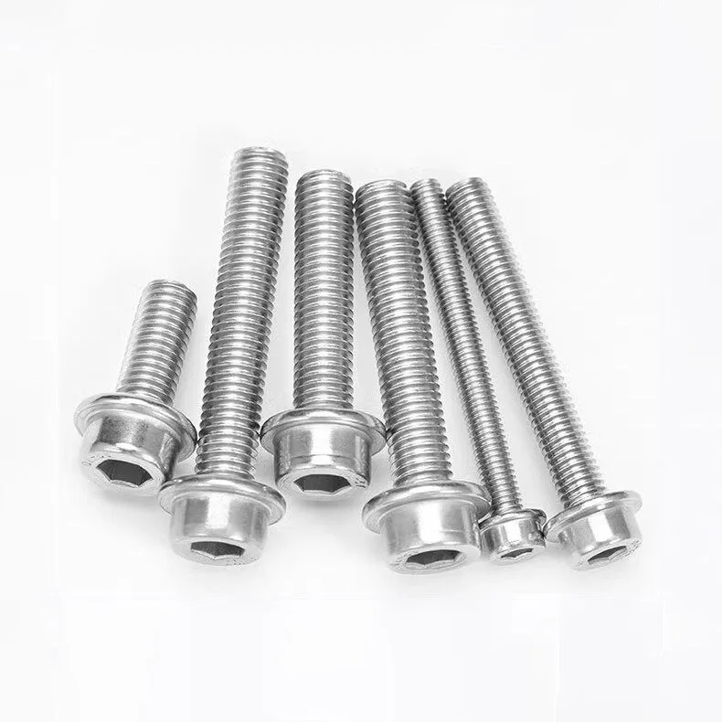 1~30Pcs M3 M4 M5 M6 M8 M10 M12 304 Stainless Steel Flange Socket Head Cap Screw With Serrated Flange Pad