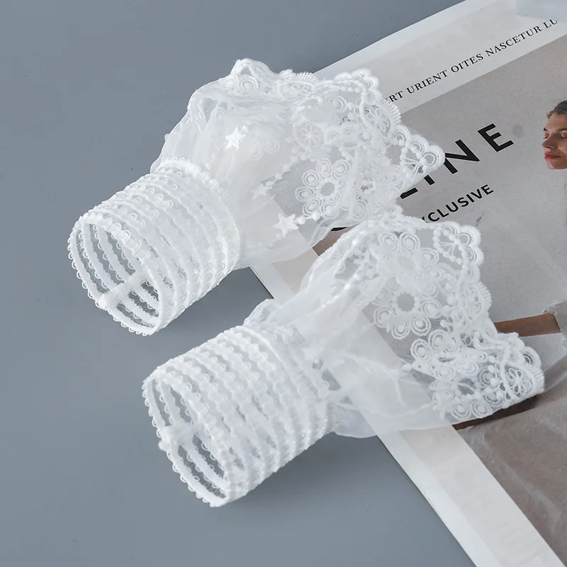 أزياء من الدانتل الكفة السيدات قفازات نسائية ستار مهرجان زي الاكسسوارات زوج البلوزات الأصفاد زخارف متعددة الاستخدامات مطوي