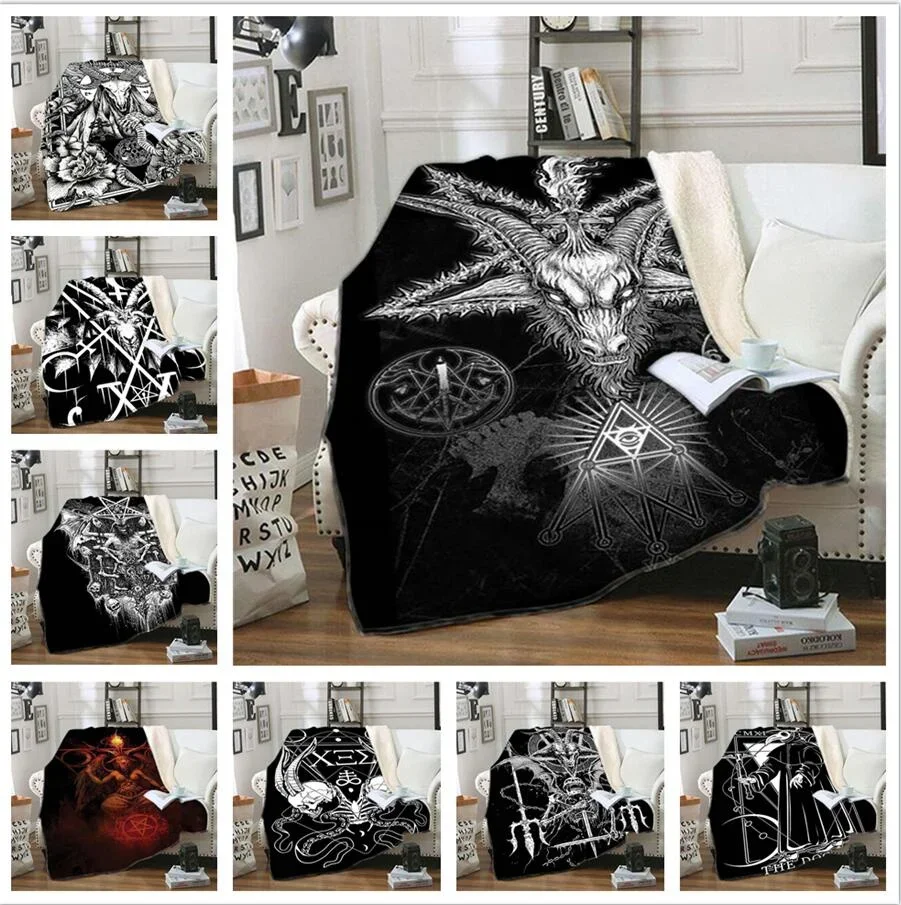 

Skull 3D Print Satanic Throw Blanket Bedspread Home Textiles Sofa Print Blanket Fleece Winter Warm Flannel Blanket Birthday Gift