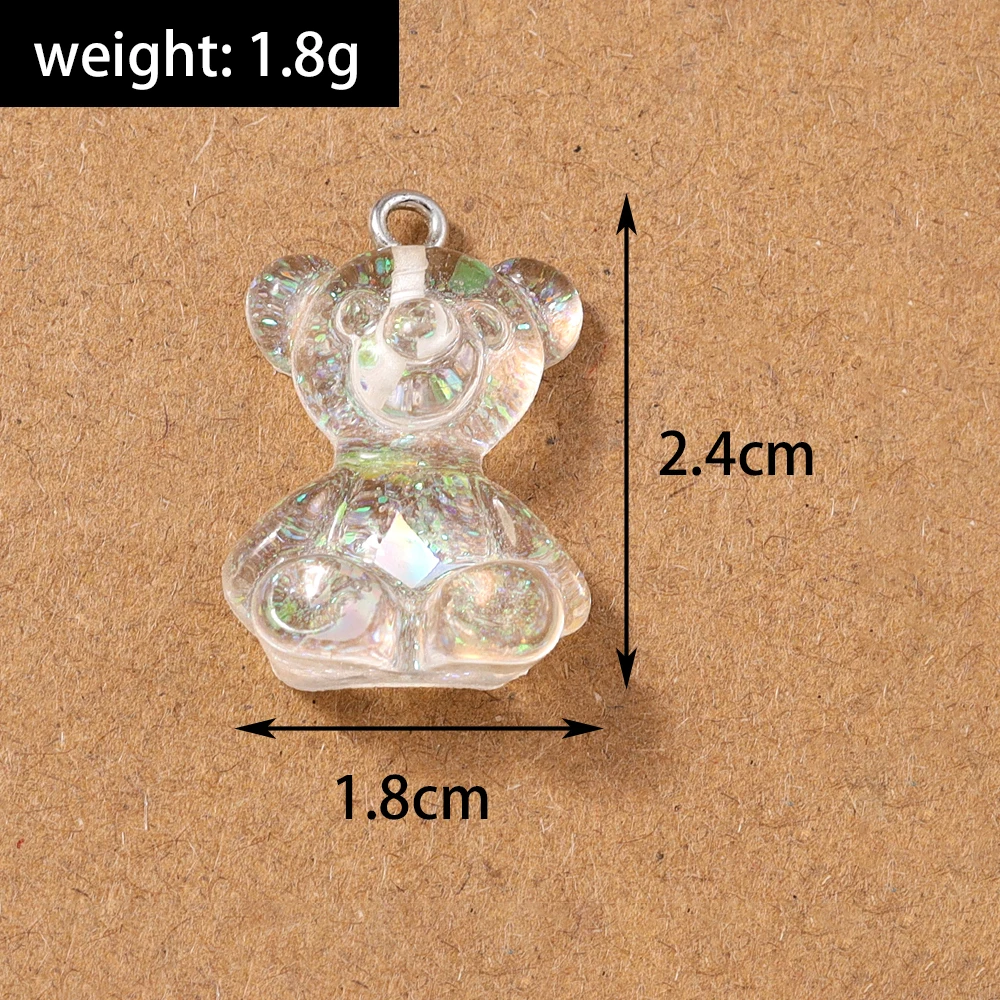15pcs Cute Animal Gummy Bear Charms for Jewelry Making Earrings Necklace Pendants DIY Handmade Accessories Findings