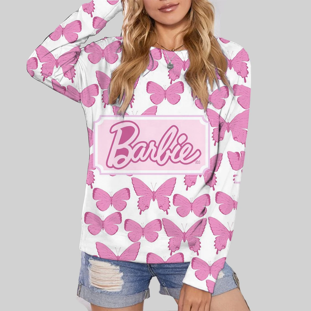 Fashionable Casual Pink Barbie Letter Print Hooded Sweatshirt Unisex Loose Hip Hop Style Cross-border New Arrival 2024