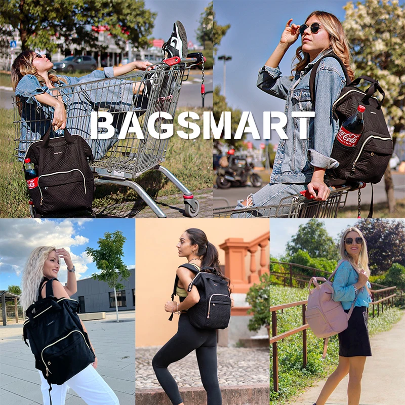 BAGSMART 15.6 Inch Women Laptop Backpacks Travel Backpack Unisex College School Book Bag Casual Daypack