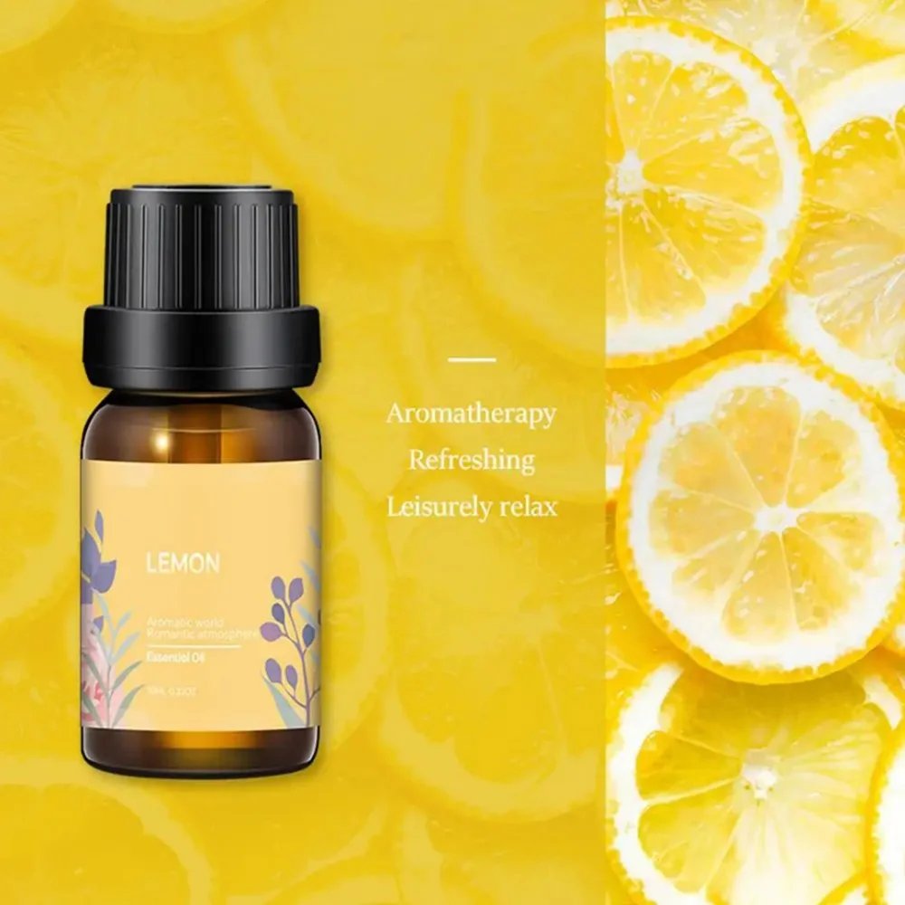 6-Piece Essential Oil Set for Diffusers - 6 Therapeutic Scents (Lily/Jasmine/Lemon/Ocean/Rose/Sakura)