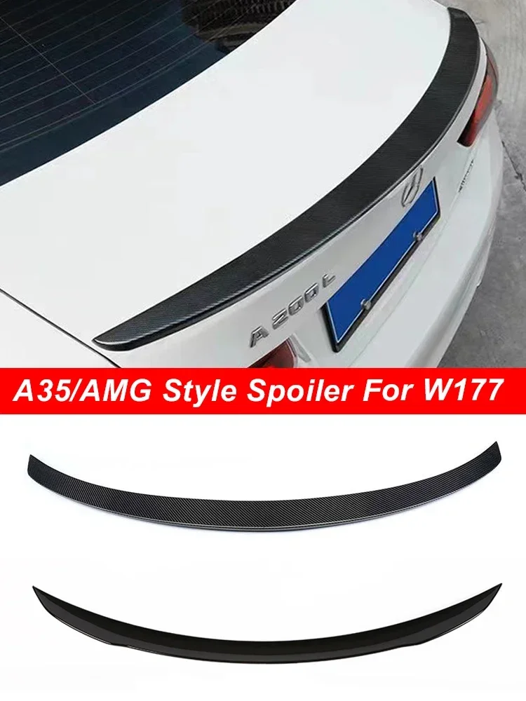 New! Carbon Fiber A35 A45 Style Rear Bumper Spoiler Wing Kit Sedan AMG A180 A200 A250 For Mercedes Benz A Class W177 2019-2023