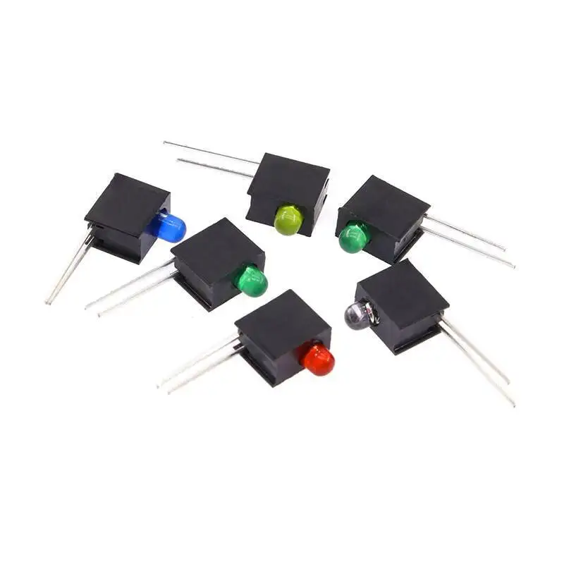 10 Stück 3MM LED-Anzeigeleuchte F3 Schalttafel-Lampenhalter Rot Gelb Blau Grün Einzelloch 90 Grad gebogener Stift – Detail 3