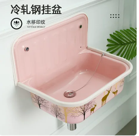 European Retro Bronze Wall Mounted Wash Basin Vintage Bathroom Sink for Hotel Villa Home Decor