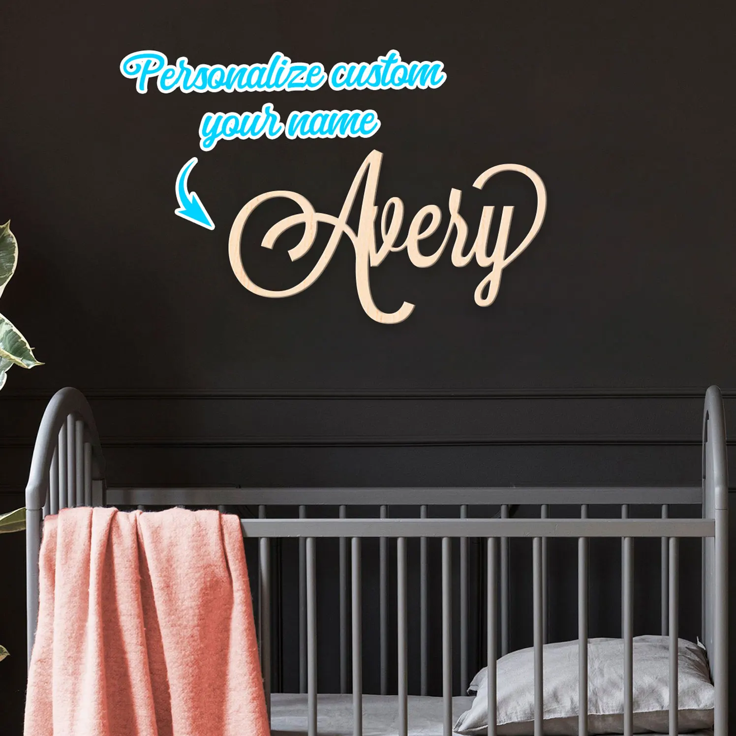 1 romantic personalized custom solid wood name tag Customized handwritten wooden plaque wall decoration Living room, bedroom, b