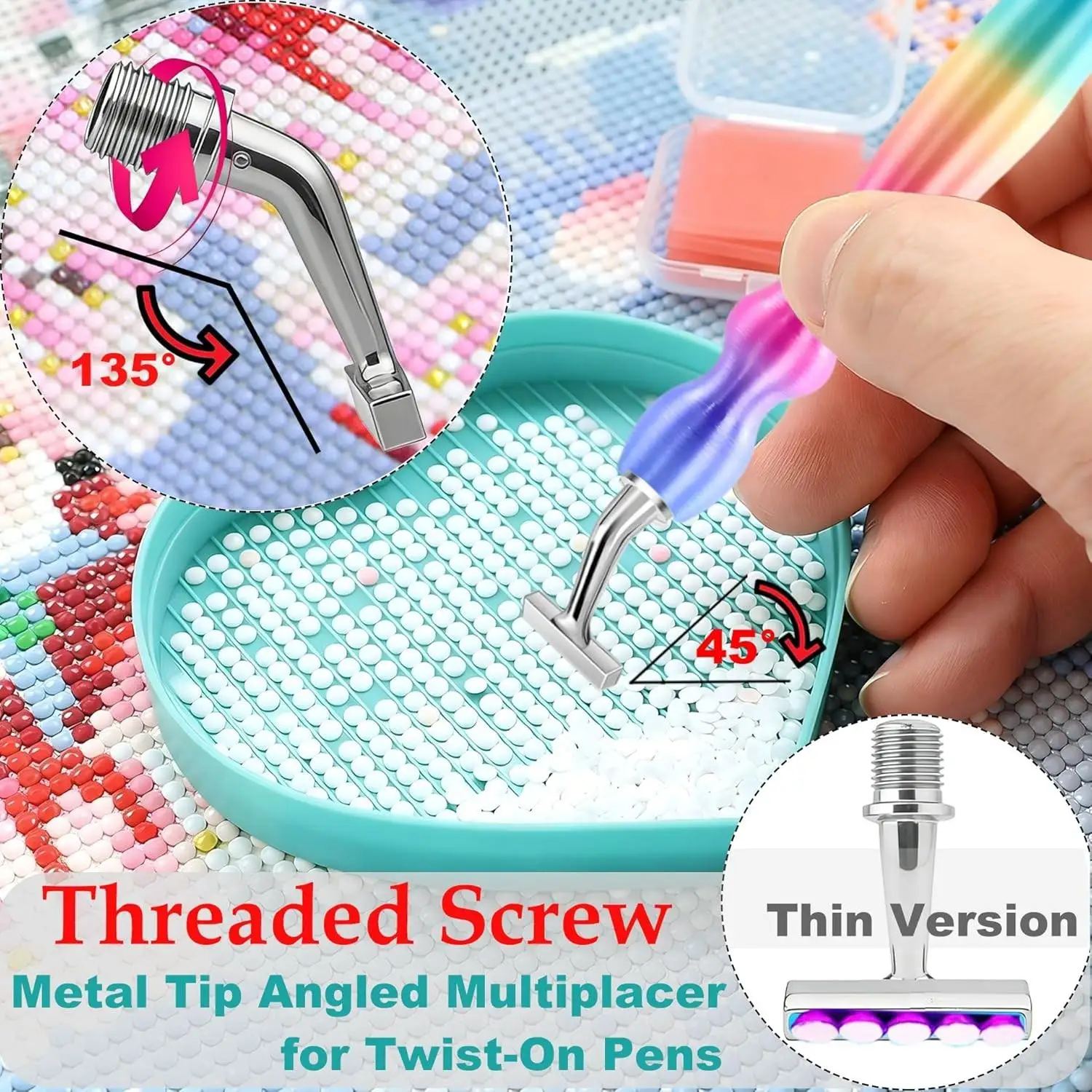 DIY 5D Diamond Painting Tool Set. Includes Ergonomic Tools 45 ° Spiral Metal Pen Tips, Dotting Pens, Roller Tool Accessories, Special Glue for Diamond Painting, Trays and Tweezers. view 6