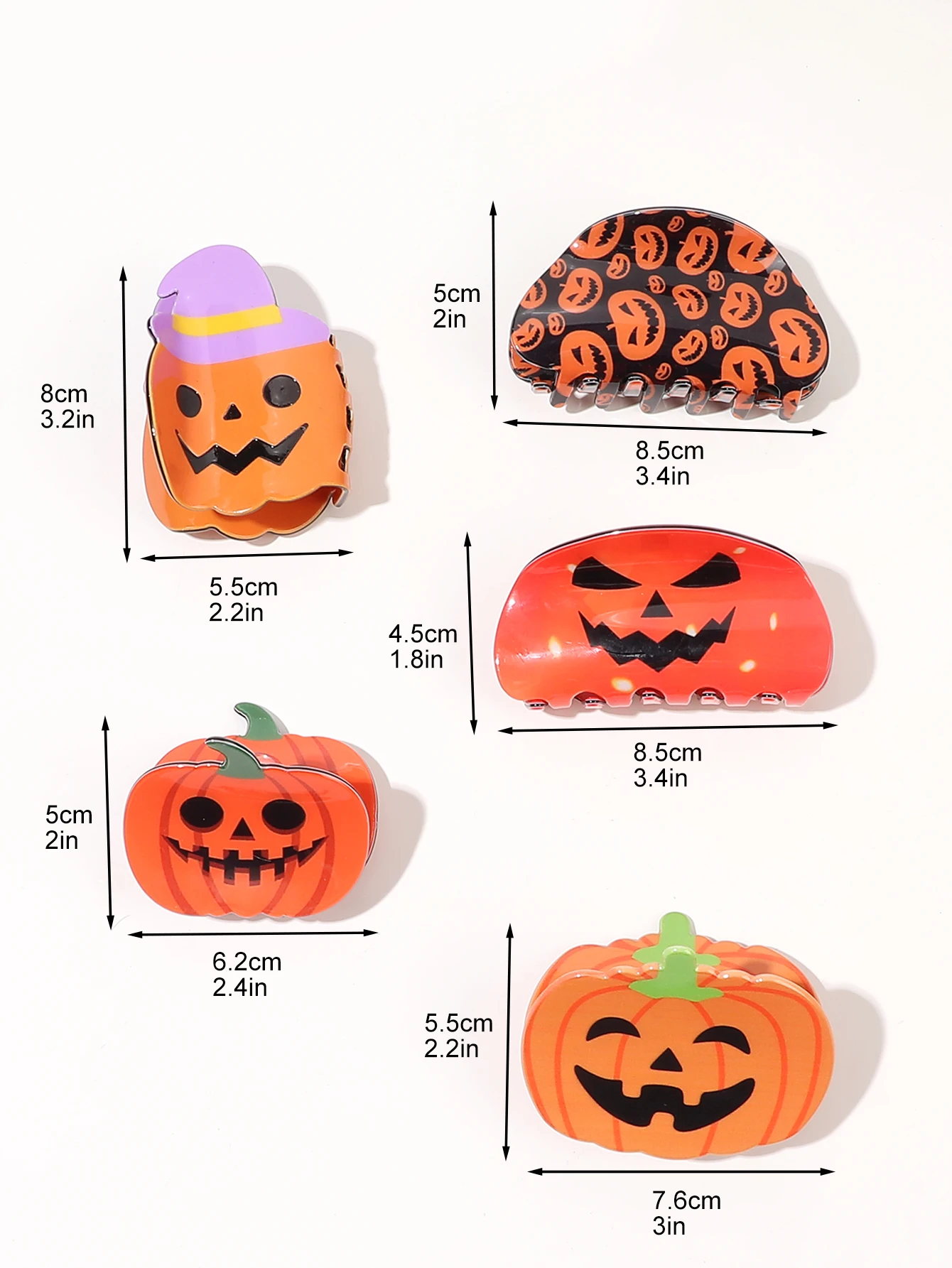 1Pcs Halloween Pumpkins Design Big Size Hair Jaw Clips,Strong Hold Claw Clips for Halloween Cute Hair Accessories for Women