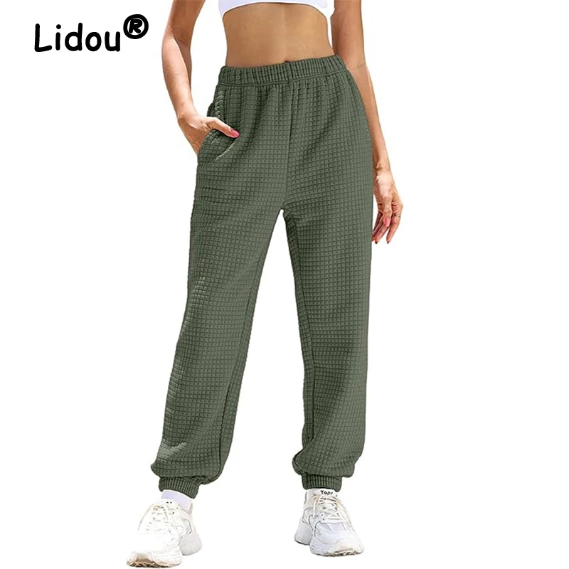 Women Clothes Casual Streetwear Sports Joggers Running Pants Autumn Winter Female Solid Pockets Sweatpants High Waist Pantalones