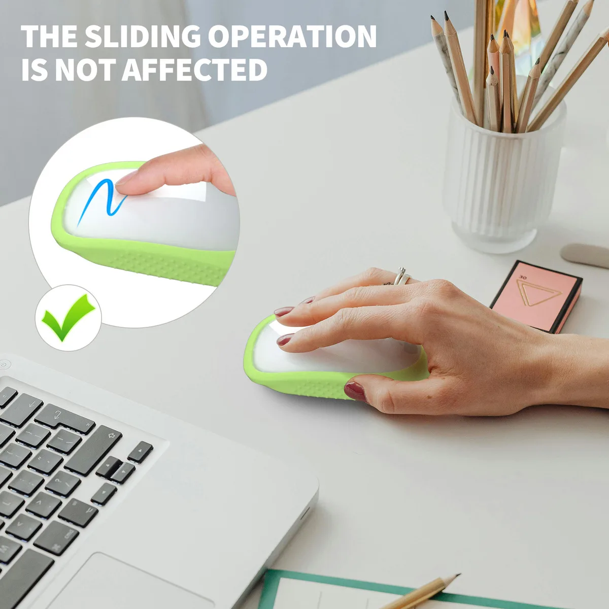 Thickened design at the thumb and pinky touch points on both sides, compatible with Apple Magic Mouse 2/1 silicone mouse covers.