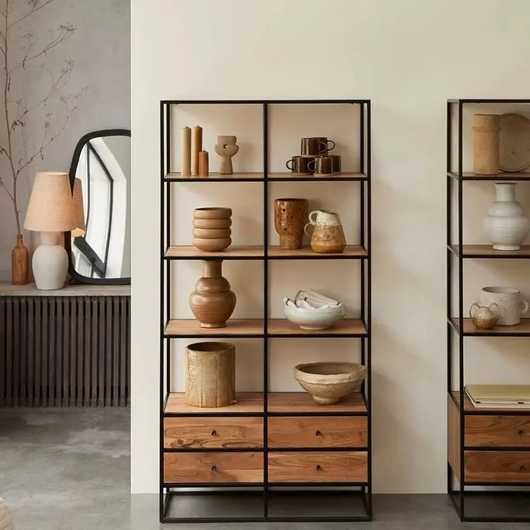 bookcase floor-to-ceiling modern simplicity with drawers, shelves, storage cabinets, display racks, home living room
