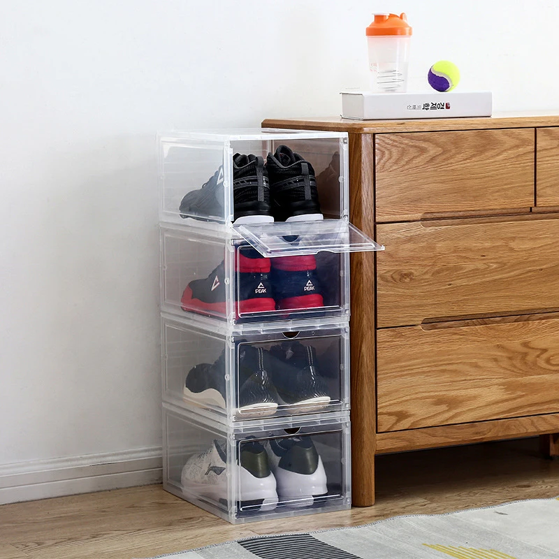 hard plastic AJ Sneakers Box plastic shoe box Stackable Cabinet Storage Box high-top Dustproof AJ shoes organizers Shoe Rack