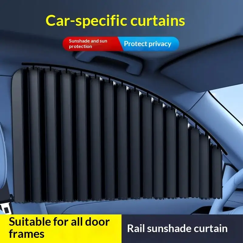 

2pcs Universal Car Sun Shade Side Window Curtain Auto Foldable Uv Protection Black Pure Cloth Sun Visor Blinds Cover Car-Styling