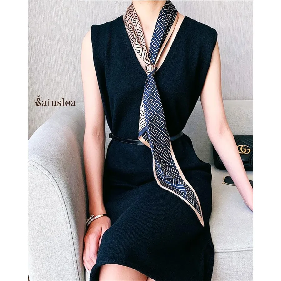 Elegant Long Skinny Scarves for Women's Handbags and Hair Accessories Fashion Silky Headbands for Daily Wear Stylish and Versat