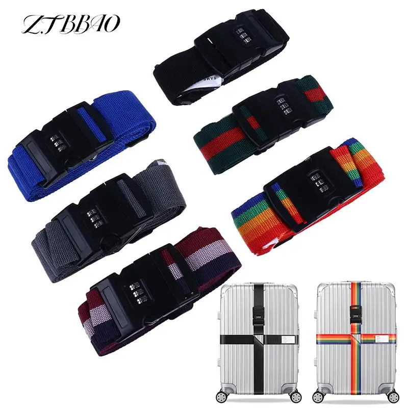 

Adjustable 4.2m Nylon 3 Digits Password Lock Luggage Strap Cross Belt Packing Travel Suitcase Buckle Strap Baggage Belts