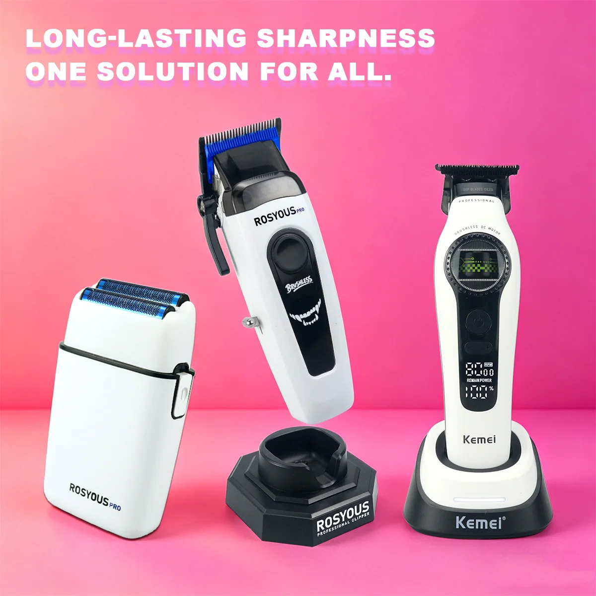 

KEMEI ROSYOUS Electric Hair Clipper Combo Set with Base Charger Men's Haircut Machine Professional Barber KM1595 RSpro-106 RS620