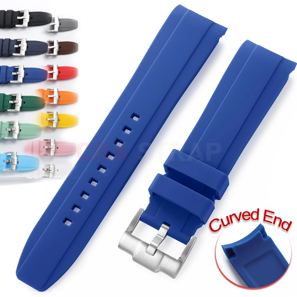 Curved End 20mm 22mm Silicone Strap High Quality Rubber Waterproof Sport Watch Band for Swatch for Omega Moonswatch Bracelet