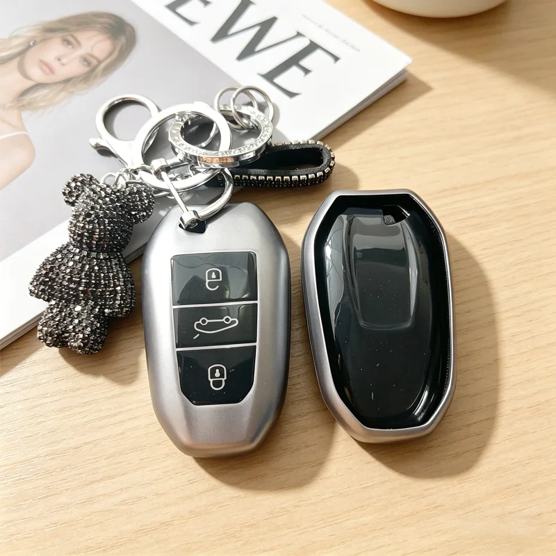 ICAR Graue TPU-Schlüsselhülle für Peugeot 3008 5008 208 308 408 508 307 Citroen C1 C3 C4 C5 Grand Picasso DS3 Autoschlüssel-Etui Schlüsselanhänger-Tasche – Detail 2
