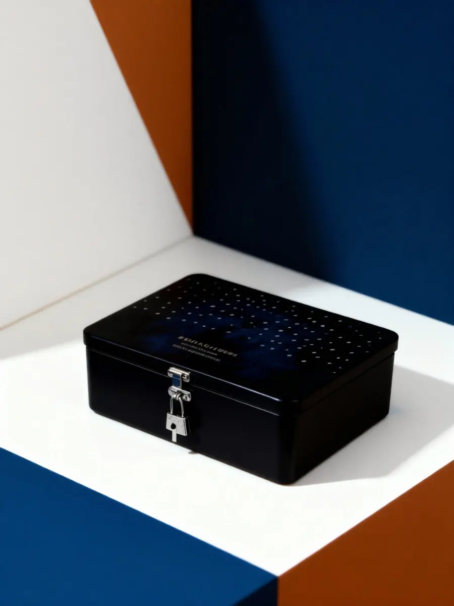 Vintage Tinplate Storage Box – Lockable Jewelry Trinket Case for Desktop Display & Organization