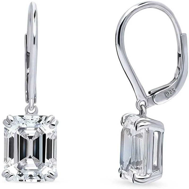 

4ct Moissanite S925 Sterling Silver Earrings Women Wedding Princess Round Cut for Vacation Christmas Mother's Day Jewelr