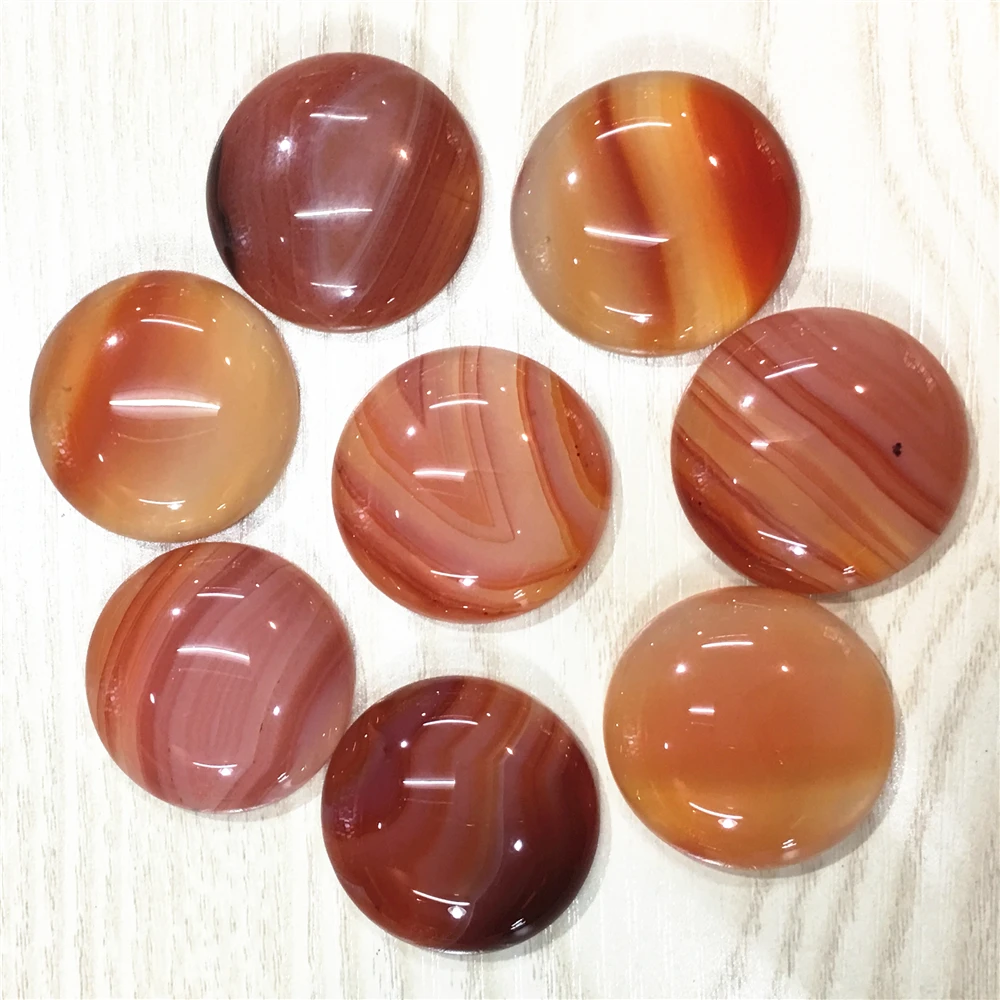 30MM Natural Stone Cabochons Round Beads  Roses Quartz Malachite Agate Opal Unakite Fashion For Jewelry Making Wholesale 12PCS