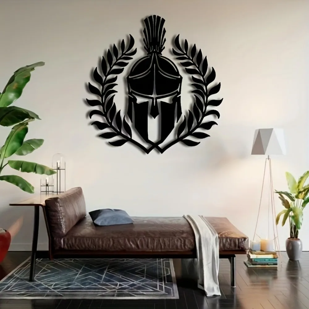 2D Flat Metal Wall Decor Gladiator Helmet Spartan Roman Style Art Ornament for Themed Party Home Wall Decoration view 4