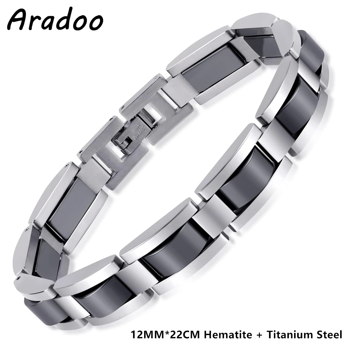 ARADOO Titanium Steel Hematite Magnetic Bracelets for Men Power Wristband