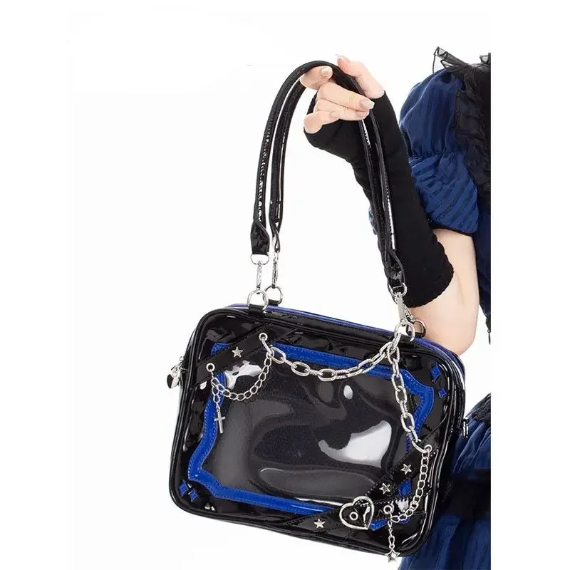 

Y2K Ita Transparent Bag 2024 New Fashion Subculture Shoulder Bags For Women Korea Popular Trend Underarm Bag Cool Chain Bolsas