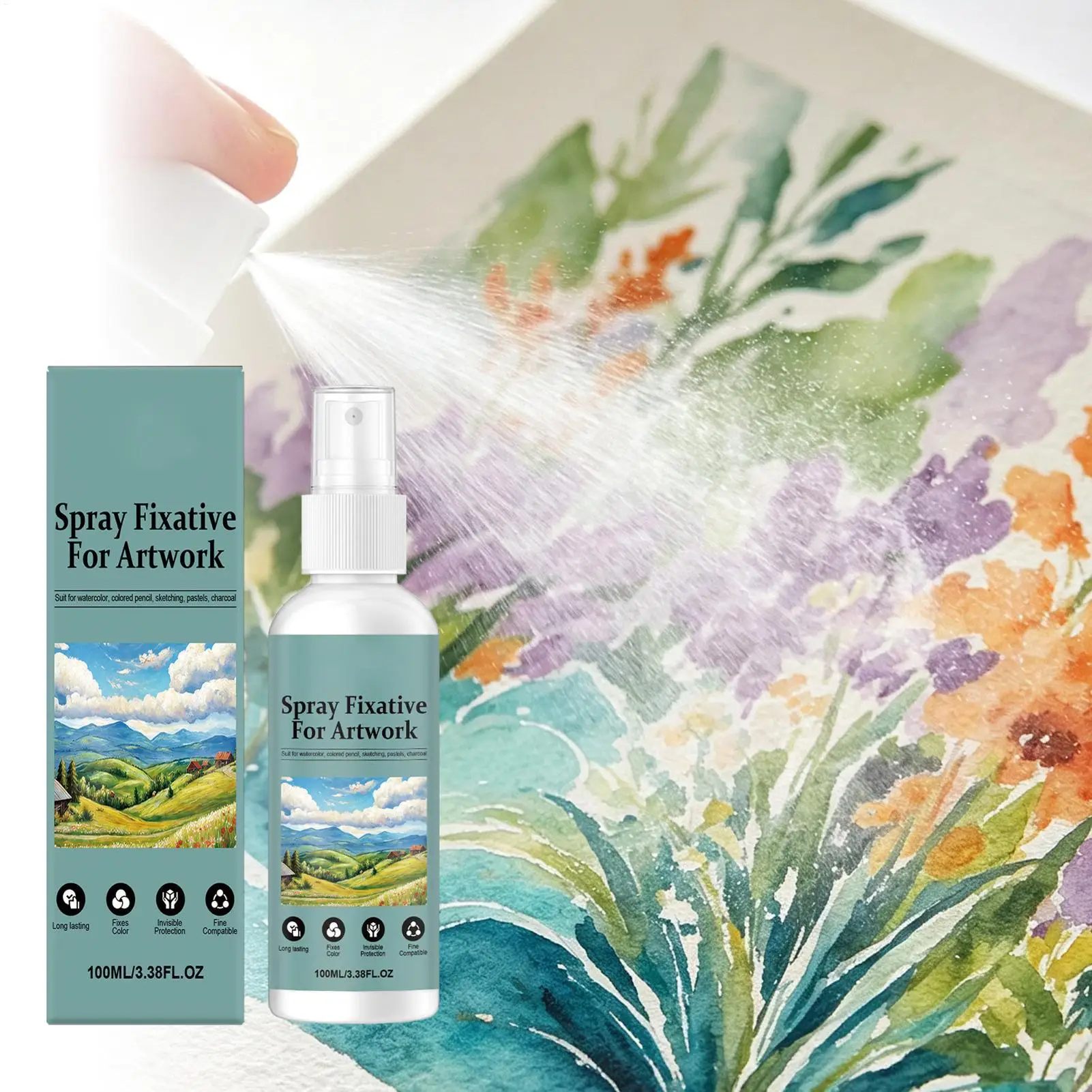 Art Fixative Spray 100ml Quick Drying Non-Yellowing Protection for Charcoal Pastel Sketching Crafts ﻿