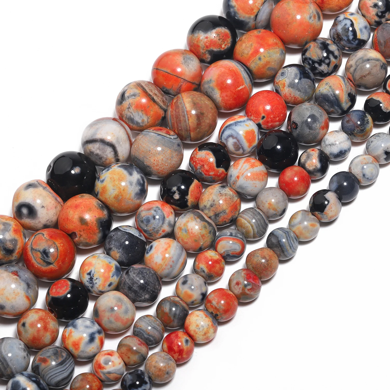 6/8/10mm Natural Stone Red Fire Agate Beads Round Loose Spacer Beads for Jewelry Making DIY Necklace Bracelets Accessories 15\'\'