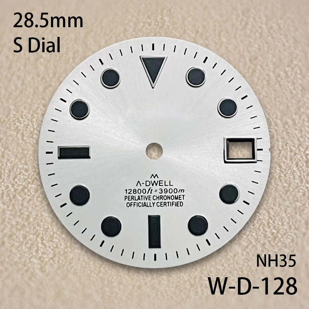 28.5mm S Logo SUB Wijzerplaat Fit NH35/NH36/4R/7S Japanse Beweging Zwart/Wit hoogwaardige Horloge Gemodificeerde Accessoires