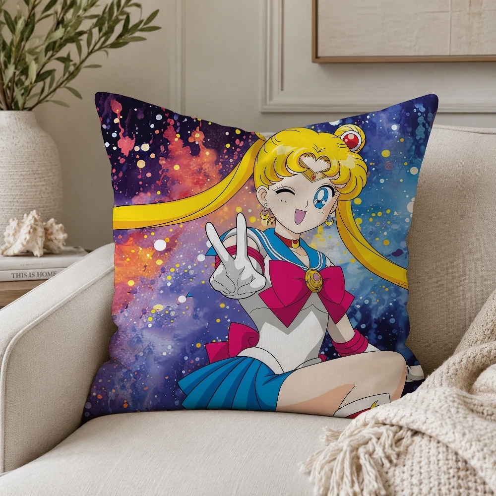 Anime Cartoon S-SaIlorS MOONES Pillow Case Plush Pillow Cases Home Decoration Pillow Cover for Sofa Bed Chair Living Room
